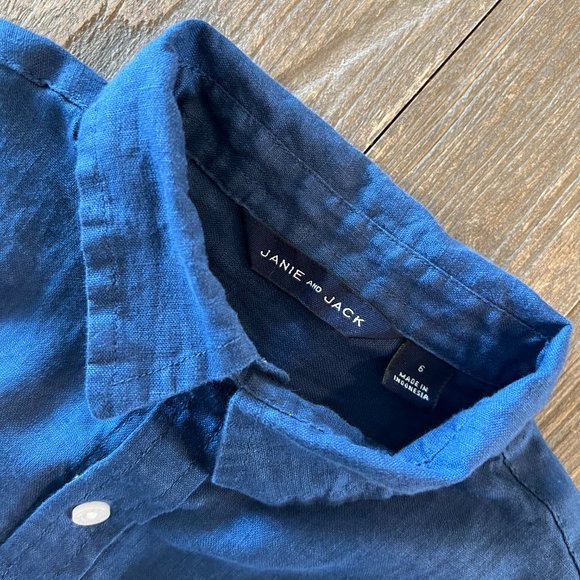 JANIE AND JACK LONG SLEEVE LINEN SHIRT (blue-6) - Picture 3 of 3